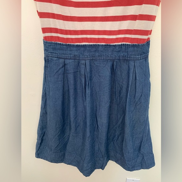 Summer dress, 1 piece, stripes crème and red, side pockets, prima cotton, size 2 - Picture 5 of 13